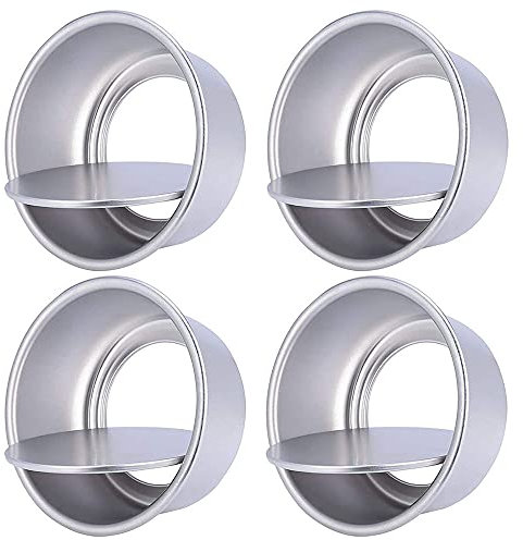 4 Stück Runde Kuchenform mit Losem Boden, Tiefe Aluminiumbackform Aluminum, Runde Kuchenform, Antihaft Backform aus Tiefem Aluminium, Runde Kuchen Backformen, für Geburtstag, Hochzeit, Weihnachten