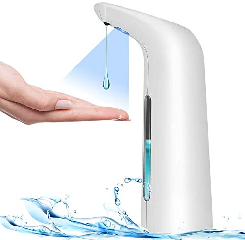Dispensador de jabón automático de 400 ml, dispensador de jabón eléctrico con batería de sensor, IPX6, resistente al agua, sin contacto, dispensador automático de jabón para cocina, inodoro, blanco
