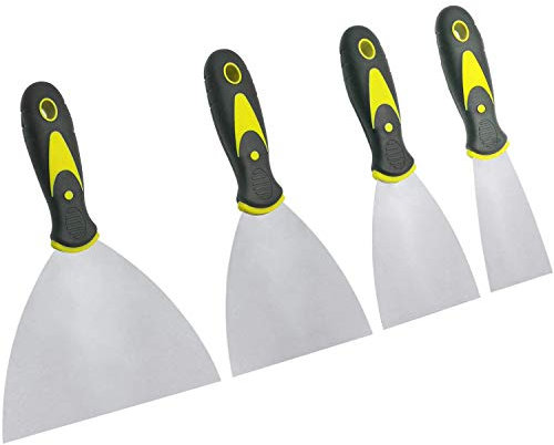 4Pack Paint Wallpaper Scraper Set,Stainless Steel Filler Knife Set with Plastic Handle, Rustproof Putty Knives, Wall Paint Scrapers, Filling Knife, Putty Knife Width with 40/75/100/150 mm