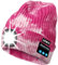 ATNKE LED beleuchtete Bluetooth Beanie Kappe, wiederaufladbare USB-Musikalische Laufmütze mit extrem hellem 4 LED Licht wasserdichte Lampe für das Skifahren (Einheitsgröße, Tie Dye Rosa)