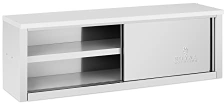 Royal Catering RCAT-150/40/50-C Armoire murale en inox Armoire murale avec portes coulissantes Armoire murale de cuisine Armoire suspendue en inox 1 500 x 400 x 500 mm Capacité de charge de 75 kg