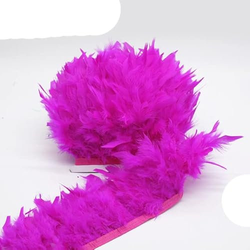 5-10 mètres Cuir Rose Turquie Plume Garniture Frange Plume Ruban pour Robe De Mariée/Jupe/DIY Artisanat Décoration-fuschia,5 Mètres