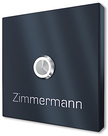 Plaque de Sonnette en saillie en Acier Inoxydable V2A avec Gravure par Graviers Design - Revêtement époxy RAL 7016 - Bouton de Sonnette LED - Sonnette - Made in Germany