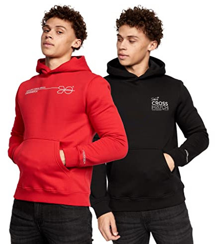 Crosshatch - Mens 'KARVER' Everyday Essential Multipacks - 2 Pack Hoodies (L, Red/Black)