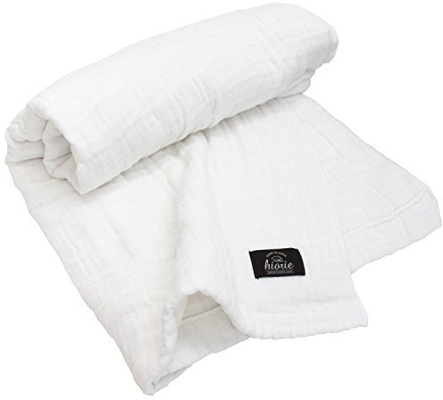 HIORIE Japanische Decke, 8-lagige Gaze, Doppelgröße, 100 % Baumwolle, leichte, weiche, atmungsaktive Decke, für alle Jahreszeiten, maschinenwaschbar, Weiß, 147,3 x 200,7 cm