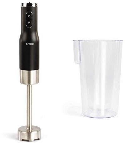 Stabmixer Edelstahl mit Becher - Pürierstab 800 Watt Mixer mit Behälter 600 ml - Mixstab Impulsfunktion - Klinge aus Titan