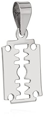 NKlaus Kettenanhänger Rasierklinge 925 Silber 22x14mm Silberanhänger Amulett Klinge 10077