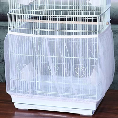 Murezima Vogelkäfig -Abdeckung, Samenfänger Vogelkäfignetz -Netzabdeckungsrock Guard, weiß