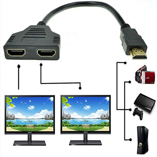 ZYuoo Diviseur de câble HDMI 1080P mâle vers Double HDMI Femelle, Adaptateur 1 vers 2 Voies