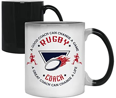 Rugby Coach Gift, A Good Coach Can Change a Life, Best Coach Gift, Rugby Game Gift, Christmas Coffee Tea Cocoa Soup Daily use 11oz Ceramic Colour Changing Magic Cup/Mug.