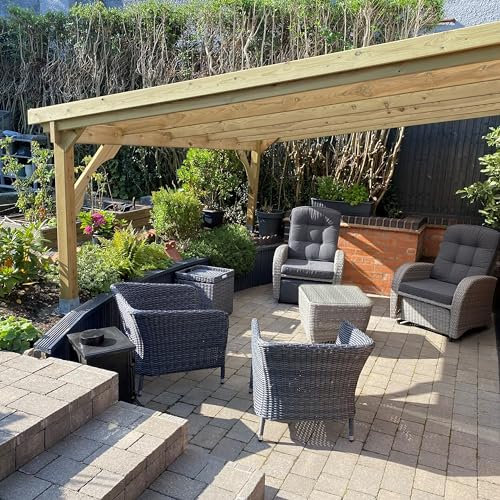 Rutland County Garden Furniture Felt Shingle Wooden Roof Felt Pergola Garden Gazebo Carport - 2 Post Light Green Timber - 2.5m Depth (2.5m x 4.34m, Forest Green)