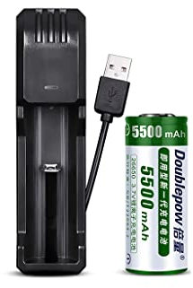 XCC 6650 Lithium Battery Torch 3.7v High Capacity Rechargeable 4.2v Battery Charger (Size : One)