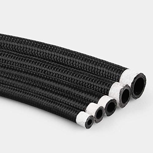 Techigher AN4-AN12 Ölkühlungsrohr, Nylon, geflochten, Pumpe, Gas-Ethanol, Kraftstoffschlauch, Schwarz AN6