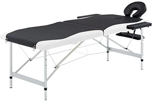 Bussandri Exclusive - Massageliege Klappbar 2-Zonen Aluminiumgestell Schwarz und Weiß