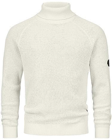 Indicode Herren INHarlan Feinstrick Pullover mit Rollkragen aus Baumwolle | Klassischer Feinstrickpullover aus Baumwolle mit Rollkragen, Herrenpullover, Strickpullover, Freizeitpullover für Männer