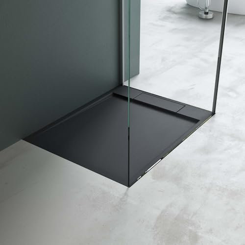 Mai & Mai Duschwanne 80x100x4cm Duschtasse aus Mineralguss Mineralgusswanne Anthrazit Matt inkl. Ablaufgarnitur01 Geoma04