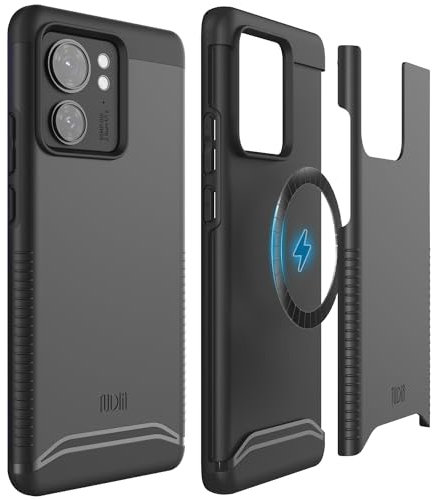 TUDIA MergeGrip Cover Progettato per Motorola Edge 40, [compatibile con MagSafe] sottile a doppio strato con bordo rialzato antiscivolo custodia per telefono (Nero Opaco)