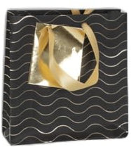Clairefontaine 212898Cpack - Packung 5 Geschenktasche - Tüte , Format S (12x4,5x13,5cm), Kollektion MaxundMoi, 170g, Streifen - Gold - Schwarz, Geeignet für Parfum und kleine Geschenke, 1 Pack