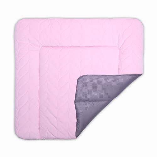 BONKY® Wickelauflage 75x72 cm - aus gestepptem Velvet - Wickelunterlage mit rutschfeste Unterseite - Baby Wickeltischauflage - Mega weich und angenehm - Made in EU - rosa