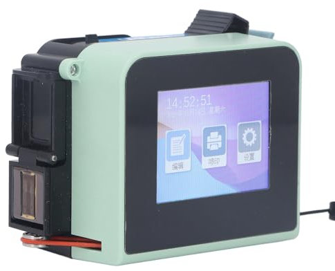 Jectse Mini-Hand-Tintenstrahldrucker, Tragbarer Handdrucker mit LED-Touchscreen und Tintenpatrone, Taschen-Tintenstrahl-Kodierungsgerät für den DIY-Druck von QR-Code, Barcode, Datum,