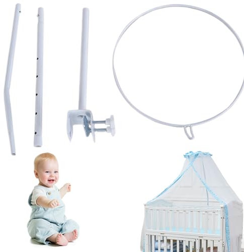 Hperu Moskitonetz-Ständer, ansteckbarer Krippen-Himmelhalter, Verstellbarer Babybett-Himmelständer, Metall-Ständer für Stubenwagen, universeller Krippennetz-Halter für Kinderzimmer und Schlafzimmer