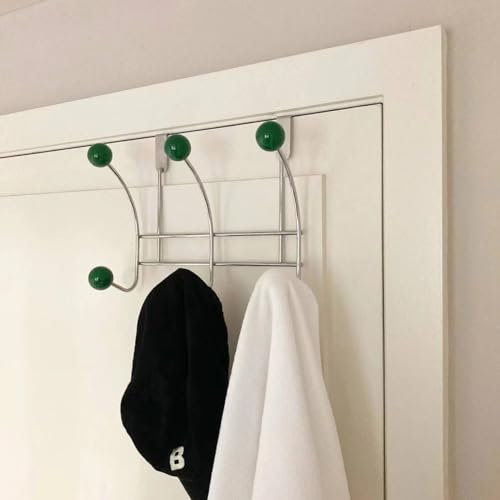 Crochets multicolores pour porte en boules de bois - Décoration tendance et élégante pour salle de bain et chambre à coucher (vert)