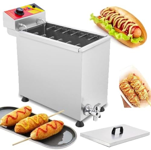 DOZPAL 25L Cheese Hot Dog Stick Machine, Electric Deep Hot Corn Dog Fryer Snack Machines Maker for Commercial/Home, Temperature Adjustable