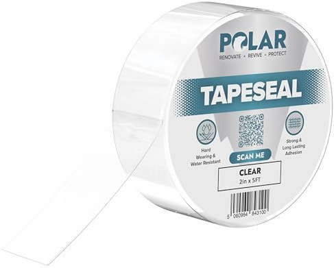 Polar TapeSeal Clear - 2 x 5 ft | Rubberised Waterproof Tape for Leaks & Cracks on Roofs, PVC Pipes, Downpipes, Plumbing & Gutters | All-Purpose Indoor & Outdoor Sealant Tape for Lasting Protection