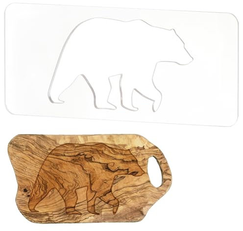BENECREAT Acrylic Bear Router Template, Clear Router Inlay Template for Woodworking and Craft, Transparent Acrylic Template for Student Painting Supplies, Craft Projects (12×5Inch)