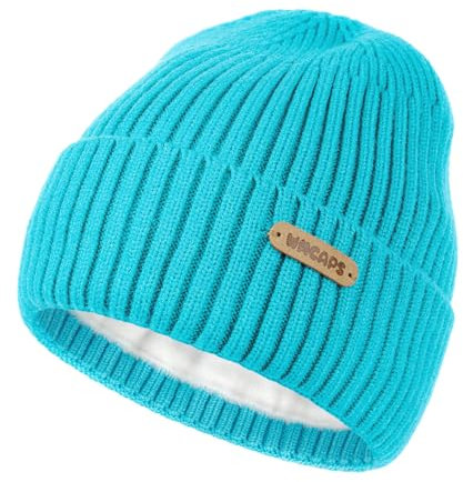 Wmcaps Kinder Wintermütze, Mütze mit Warmem Fleecefutter, Bequeme Strickmütze Wollmütze für Kinder im Alter von 6-12 Jahren, Warmes Geschenke für Kleine Jungen und Mädchen, Blau