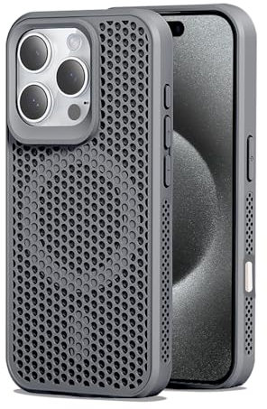 Dqtaoply for iPhone 16 Pro Max Case, Slim Shockproof Protection with Magnetic case Breathable Heat dissipation Phone Cover for iPhone 16 Pro Max - Grey