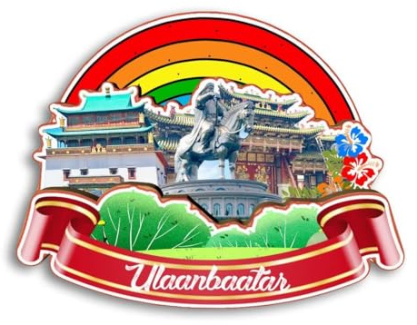 Quwsne Kühlschrankmagnet Ulaanbaatar Mongolei Kühlschrankmagnet Stadt Reise Souvenirs Touristengeschenke 3D klassische Sehenswürdigkeiten handgefertigt Handwerk Heimdekoration -2571