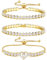 JeweBella 3 Stück Armband Damen Gold Silber Glitzer Tennis Armband Diamant Zirkonia Verstellbare Armband Stapel Tennis Armbänder Set