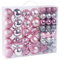 Weihnachtskugel 60er Set, Glitzerdekoration Weihnachtskugeln in Rosa und Silber aus Kunststoff, Hängenden Weihnachtsbaumschmuck Dekorationen Bälle für Urlaub Festliche Partydeko