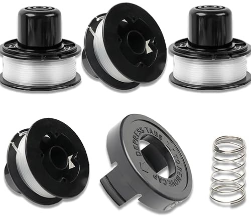 4+1+1 PCS Bobines de Fil Bobine,Capuchon de Bobine Tondeuse,Capuchon de Tondeuse à Gazon Bobine de Remplacement,Compatible avec Black + DEC tondeuse gl250, gl310, gl360