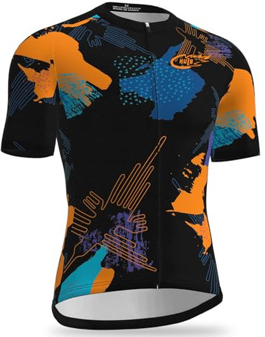 Kurzarm Radtrikot Herren Elastische Atmungsaktive T-Shirt Jersey Funktionsshirt Schnell Trocknen Stoff Fahrradtrikot für Radsport Outdoor Sport (Color-05,L)