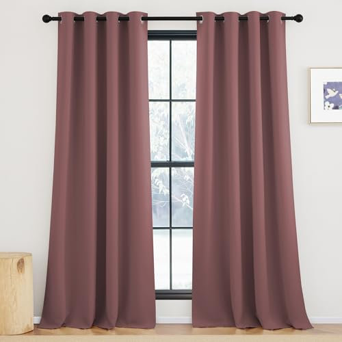 KGORGE Altrosa Vorhang 245 cm Lang Wohnzimmer Thermovorhang Hitzeschutz mit Ösen Verdunkelungsvorhang Kinderzimmer Modern 245 x 140 cm(HxB) Blickdichte Gardinen Blackout Curtain