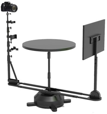 QFGain 360-Grad-Drehkamera-Schieber, Professioneller Foto-Drehtisch Zum Auspacken Von Werbespots, Food-Shooting – Einstellbarer Neigungswinkel/HöHe, Angehoben, Tragbares Fotostudio,Electric