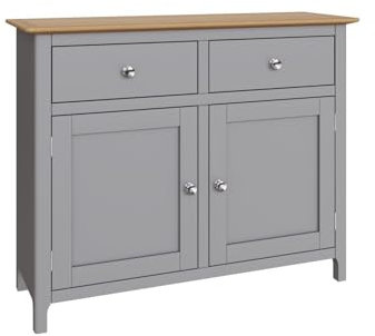 FWStyle Dove Grey Oak 2 Door 2 Drawer Sideboard - H76 X W96 X D33cm