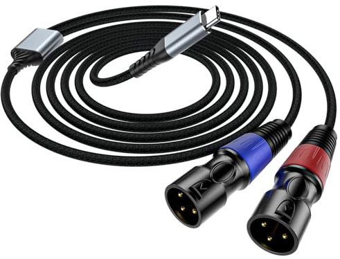 CIXUN USB C to Dual XLR Male Audio Cable,USB C to 2 XLR Male 32Bit/384Khz Stereo Audio Cable, Mobile Phone USB c Connection Active Speaker, Power Amplifier (2M/6.6Ft)