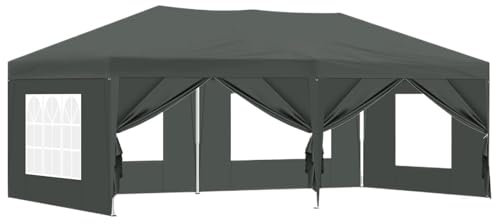 SLAHAJ Carport Tente de Garage Tonnelle de Jardin 3 x 6 m, Tente Pliante et escamotable, 6 parois latérales, imperméable, résistante à l'hiver et aux UV Abris de Voiture(Gray)
