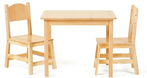 OOOK Solid Wood Toddler Table and 2 Chairs Set, Preschool Table | Stable and Sturdy, Smooth Edge, Child Table and Chair Set, Kids Table and Chairs for Classroom, Daycare, Home