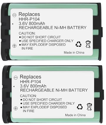 HHR-P104 NI-MH Akku Wiederaufladbar für Panasonic Telefon 3.6V 800mAh | 2 Stück Ersatzakku, kompatibel mit DECT Gigaset Schnurlostelefon