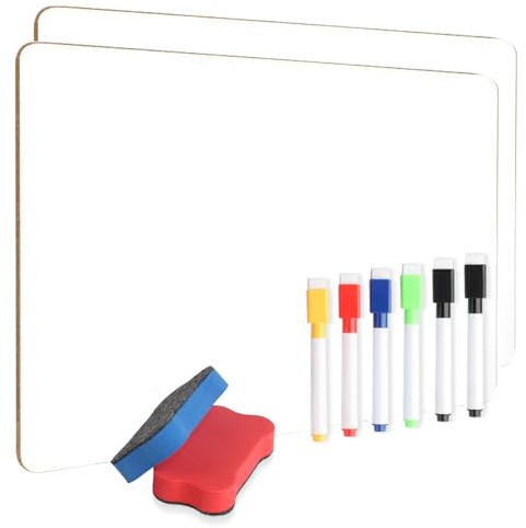 2 STK Whiteboard Klein Whiteboard A3, Kleines Dry Erase White Board, 42x30 cm Tragbares Doppelseitiges Mini Whiteboards mit 6 Stifte & 2 Radiergummis, für Klassenzimmer, Zuhause, Büro
