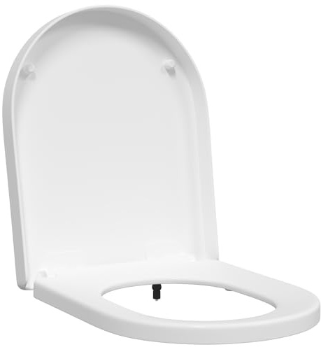 vidaXL Toilette geeignet für Sitz Weiß 48 x 36,5 x 4,5 cm Polypropylen, Ovale Toilettensitz, modernes Badaccessoire, weicher Schließmechanismus, leicht zu reinigen mit mattem Finish