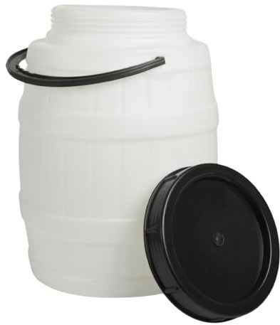 Food-Safe Plastic Barrels with Screw-On Lid – Durable Storage Drum for Fermentation, Water, and Food, Lightweight with Handles (12L Barrel with Handle)