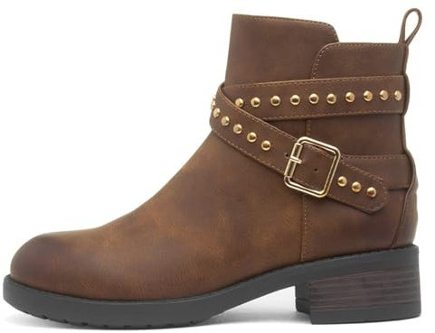 Lilley Womens Brown Ankle Zip Up Buckle Boot - Size 8 UK - Brown