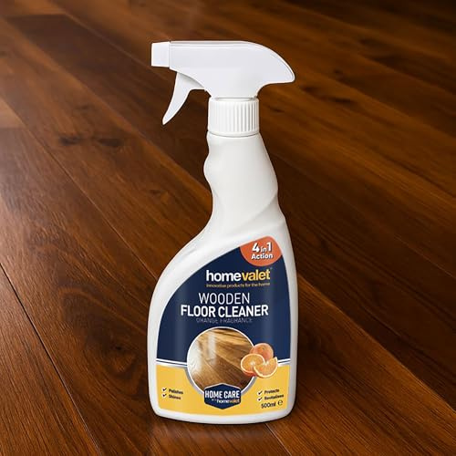 The Home Valet Company Wood Floor Cleaner Spray - Fresh Orange Fragrance for Home Lovers - Direct Use on All Hardwood, Laminate, and Tiled Floors 500ml
