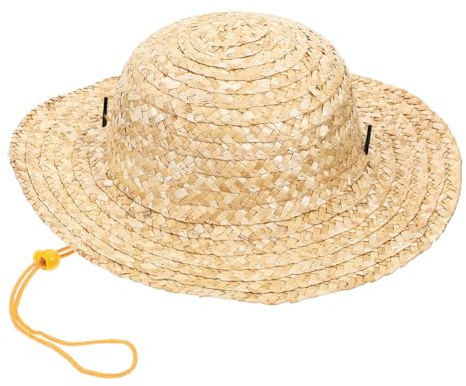 Sombrero de Paja para Niño 35cm Ajustable de Verano | Tejido Transpirable, Ala Ancha y Cordón Regulable, Color Caqui, para Playa y Aire Libre