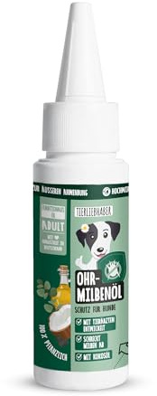Ohrmilbenöl Hund – Mittel gegen Ohrmilben Hund Dank Zitroneneukalyptus | Tierärztlich entwickeltes Ohrmilbenöl für Hunde mit Schwarzkümmel- und Kokosöl & Aloe Vera, Ohrenreiniger Hund, TIERLIEBHABER